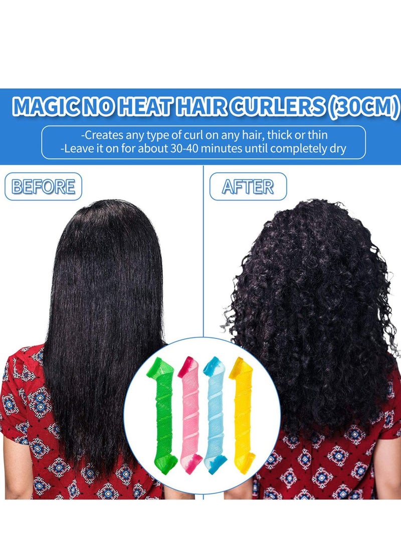KASTWAVE 28 Pieces Hair Curlers Spiral Curls No Heat Wave Hair Curlers Styling Kit Spiral Hair Curlers with 2 Pieces Styling Hooks for Most Kinds of Hairstyles (Assorted Color, 30 cm) - Image 4