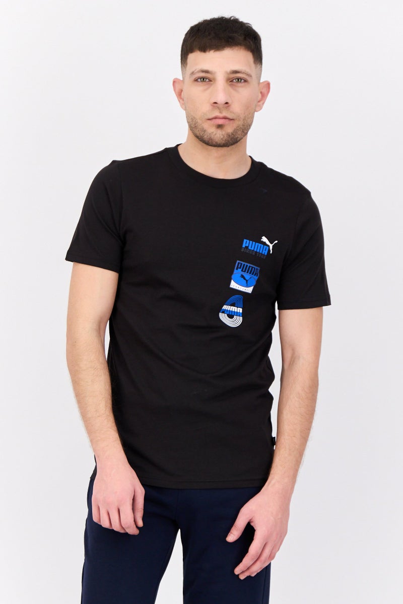 PUMA Men Sportswear Fit Brand Logo Short Sleeves Outdoor T-Shirt, Black - Image 1