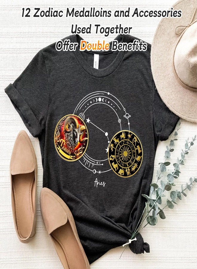 IELCJJ Aries 12 Zodiac Challenge Coin - Twelve Constellations Aries Protective Talisman Coin - Divination Tarot Zodiac Signs Coin - Meaningful Star Good Luck Charms Zodiac Gifts for Men Women Friend Kid - Image 5
