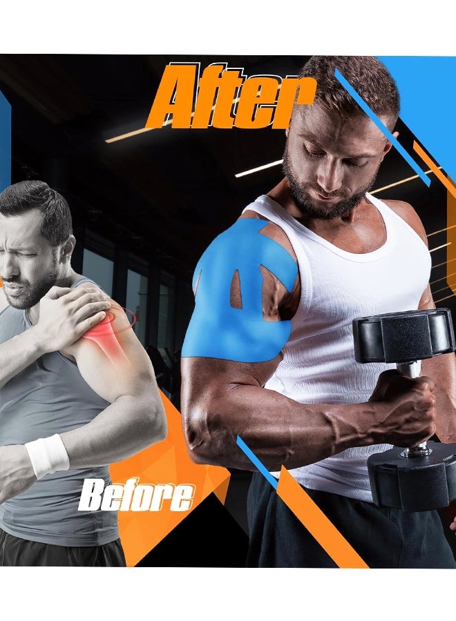 10 Count Kinesiology Tape for Shoulder,Shoulder Tape for Pain Relief,Waterproof Breathable,Pre-Cut for Easy use (Blue) - Image 4