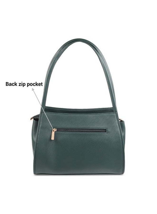 Metro Green Faux Leather Premium Zipper Casual Shoulder Bag For Women - Image 4