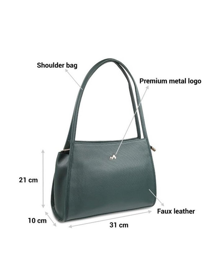Metro Green Faux Leather Premium Zipper Casual Shoulder Bag For Women - Image 5