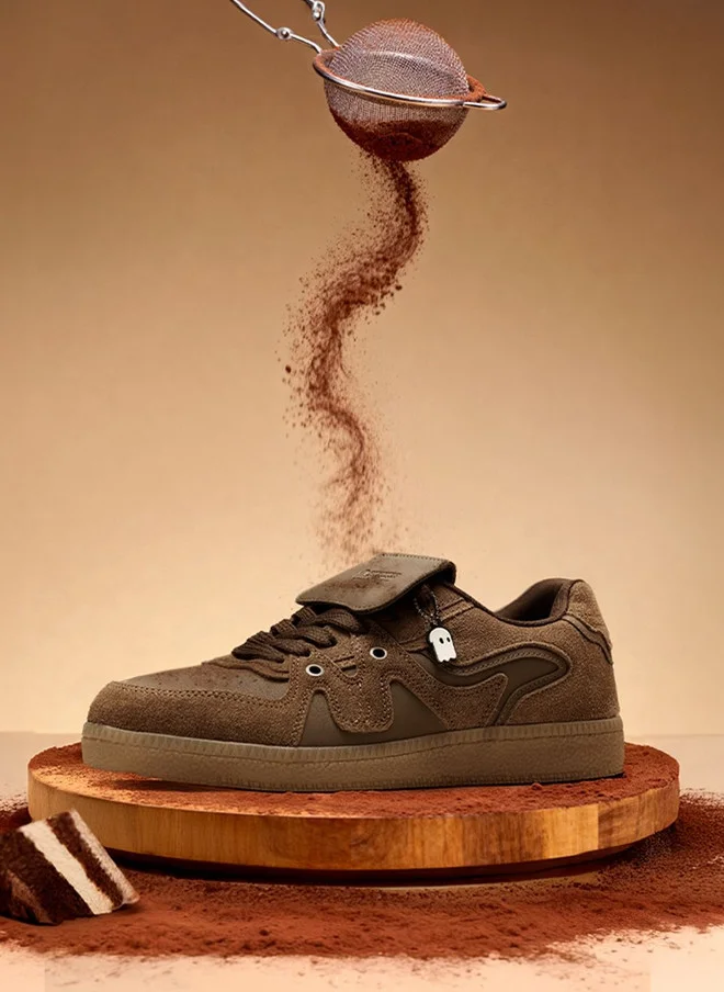 The Souled Store Men UBZ Legacy Printed Brown Low Top Sneakers