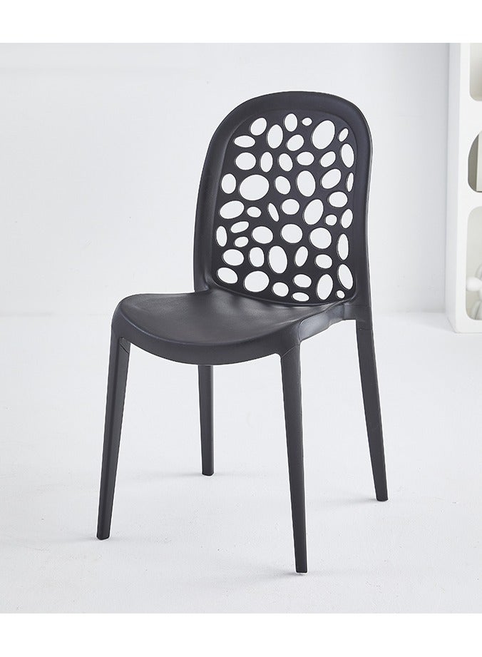 لاني تصميم فتحة خلفية كرسي قابل للتجميع معالجة الحقن كرسي بلاستيكي ذو ساق ثابتة ترفيهي خارجي/داخلي خارجي/داخلي كرسي باتيو/حديقة ماء/مقاوم للشمس كرسي طعام (أسود 1 قطعة) - Image 2