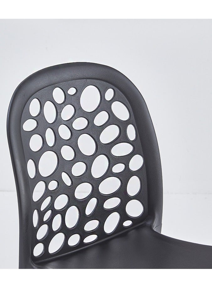 لاني تصميم فتحة خلفية كرسي قابل للتجميع معالجة الحقن كرسي بلاستيكي ذو ساق ثابتة ترفيهي خارجي/داخلي خارجي/داخلي كرسي باتيو/حديقة ماء/مقاوم للشمس كرسي طعام (أسود 1 قطعة) - Image 3