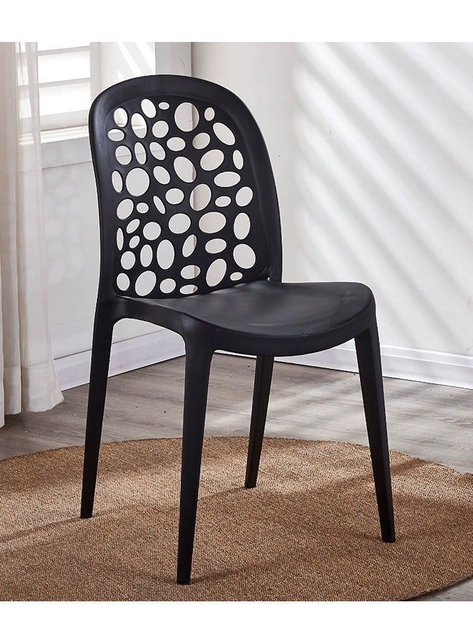 لاني تصميم فتحة خلفية كرسي قابل للتجميع معالجة الحقن كرسي بلاستيكي ذو ساق ثابتة ترفيهي خارجي/داخلي خارجي/داخلي كرسي باتيو/حديقة ماء/مقاوم للشمس كرسي طعام (أسود 1 قطعة) - Image 4