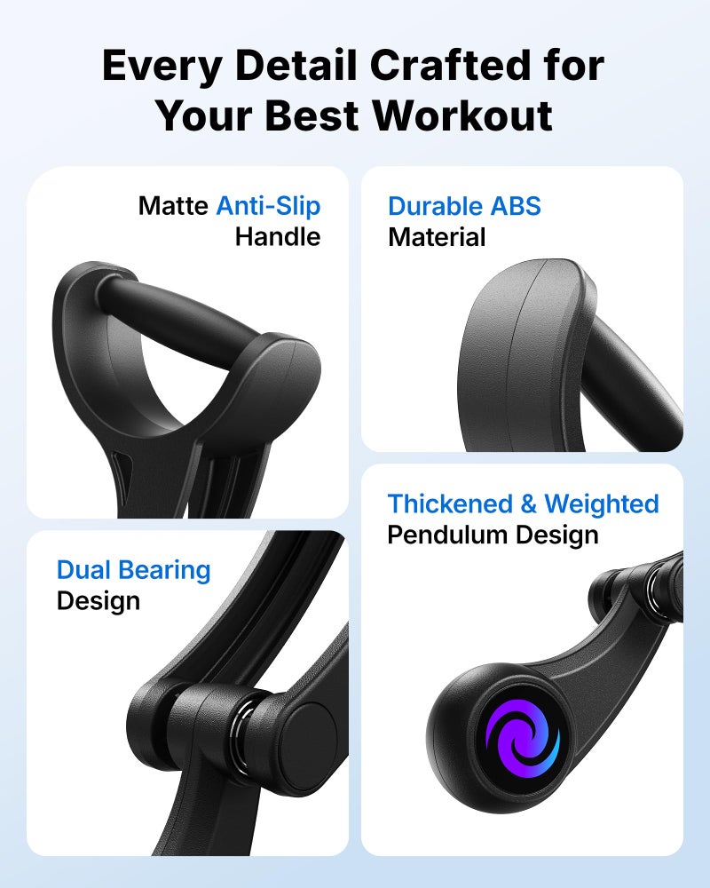 Merach Ropeless Battle Ropes for Home Gym, Twister Arm Trainer, Forearm Strengthener, Portable Cordless Battle Ropes, Handle & Smooth Bearing, Lightweight Ergonomic Non-Slip, HIIT Full Body (Black) - Image 2