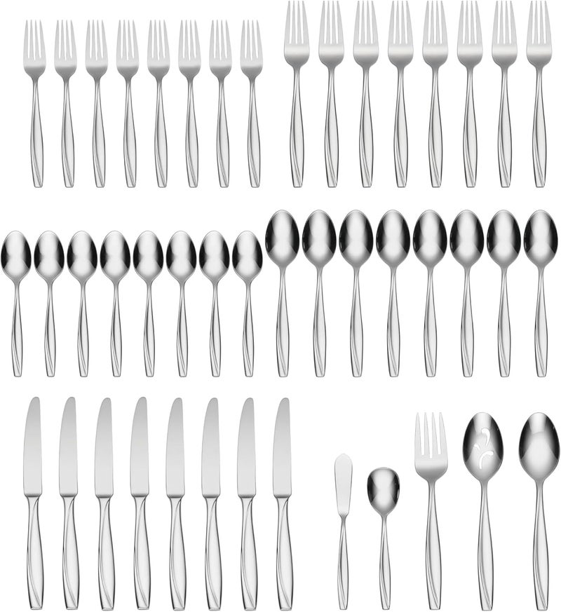 ONEIDA Camlynn Mirror 45 Piece Casual Flatware Set, 18/0 Stainless, Service for 8,Silver - Image 3
