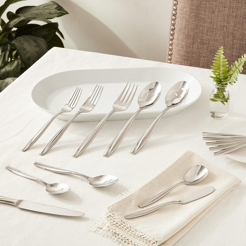ONEIDA Camlynn Mirror 45 Piece Casual Flatware Set, 18/0 Stainless, Service for 8,Silver - Image 2