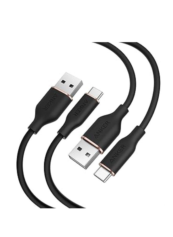 Type C Cable，2 Pack USB A to USB C Flow Cord, Fast Charging for iPhone 17 16 or Max Plus and More (3FT, Black) - Image 1