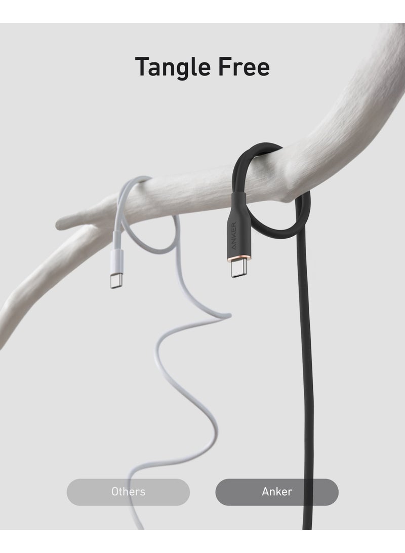 Type C Cable，2 Pack USB A to USB C Flow Cord, Fast Charging for iPhone 17 16 or Max Plus and More (3FT, Black) - Image 5