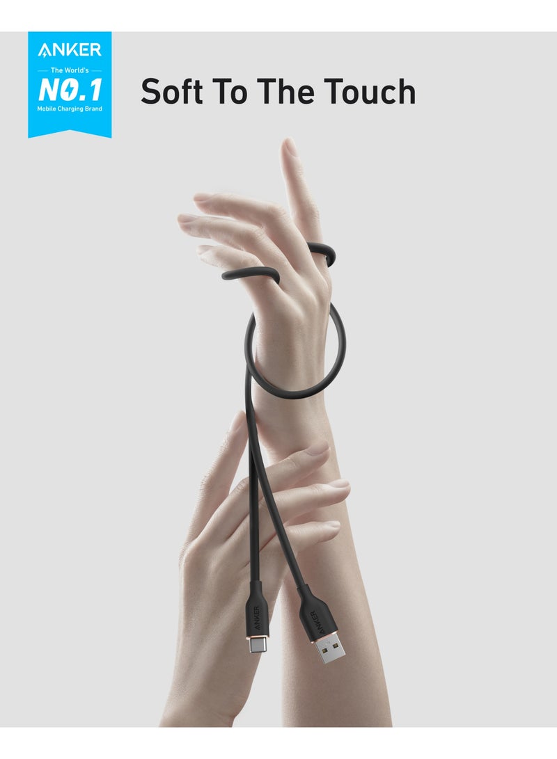 Type C Cable，2 Pack USB A to USB C Flow Cord, Fast Charging for iPhone 17 16 or Max Plus and More (3FT, Black) - Image 4