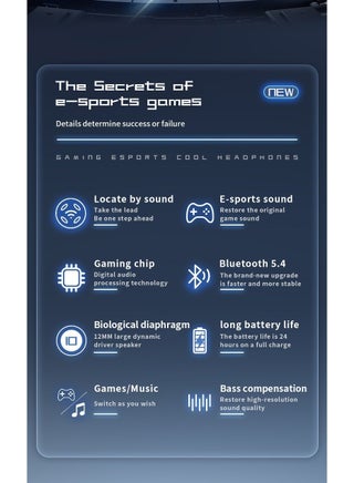 EA189 Wireless Gaming Headset,RGB Taillight Design, 0 Delay, 24H Battery & Dual Mode, Ultra-Low Latency, black - view 3