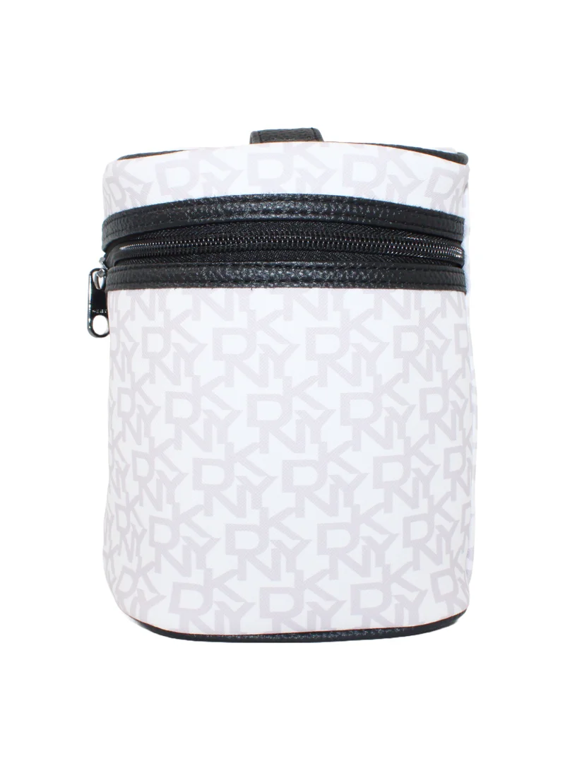 دكني حقيبة مستحضرات التجميل من DKNY Signature Stripe 2.0، حقيبة مكياج للسفر صغيرة، حقيبة تخزين صغيرة خفيفة الوزن لمستحضرات التجميل، حقيبة مكياج صغيرة، حقيبة أدوات الزينة للسفر