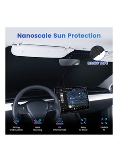 SYOSI Windshield Sunshades for Tesla 3/Y- Folding Front&Side Mesh Window 240T Sun Shade UV Rays Protector Heat Block Visor Cover for Tesla Model 3 Model Y 2016-2023 Car Interior Accessories  - Image 5
