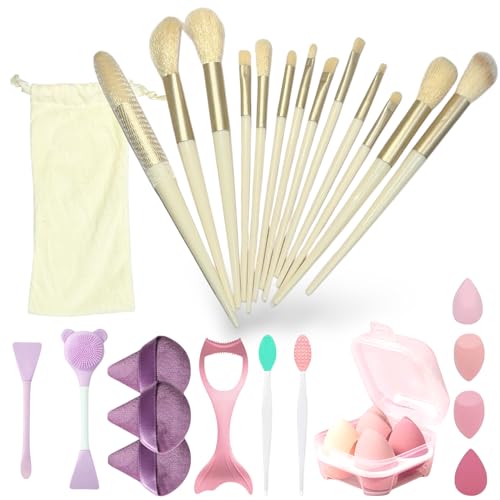 LA VENUST LAVENUST 24-Piece Professional Makeup Brush Set – Premium Foundation, Eyeshadow & Blending Brushes for Flawless Makeup Application (Off-White) - Image 1