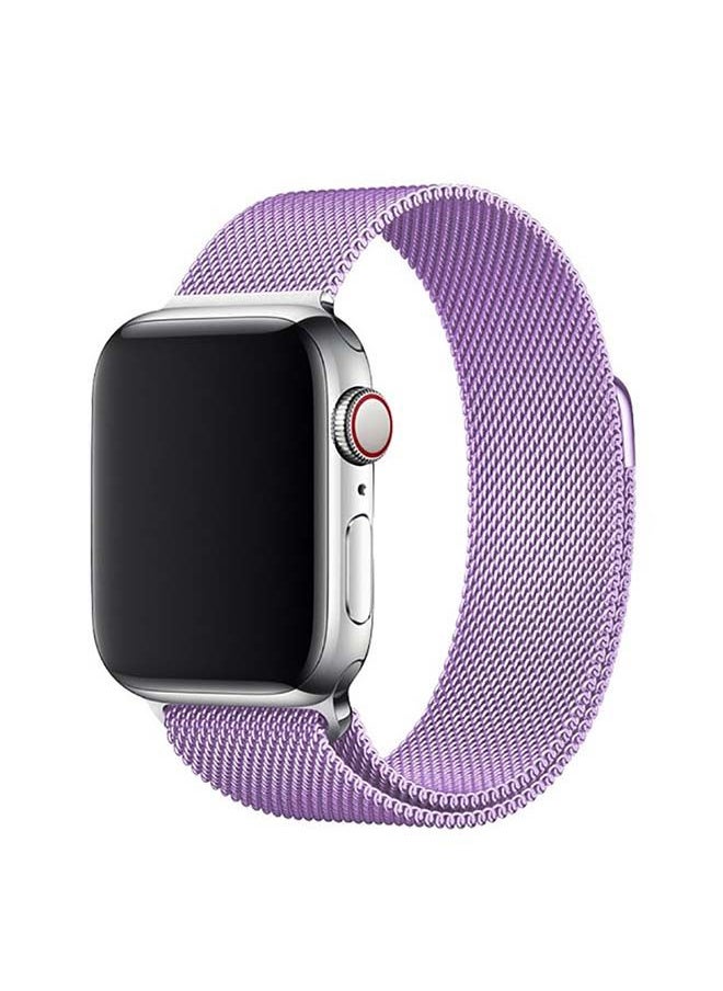 NIBEMINENT - Milanese Loop Stainless Steel Replacement Band for Apple Watch Series 7 45mm Violet - Image 1