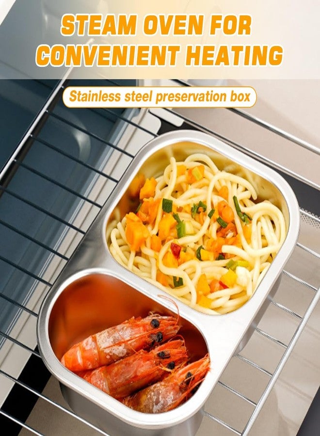 سوبفوكس علبة وجبات خفيفة من الفولاذ المقاوم للصدأ من Supvox®، علبة صغيرة قابلة لإعادة الاستخدام ذات قسمين للوجبات الخفيفة مع أغطية، حاوية طعام وأكواب صلصة للاستخدام المنزلي والسفر - Image 5