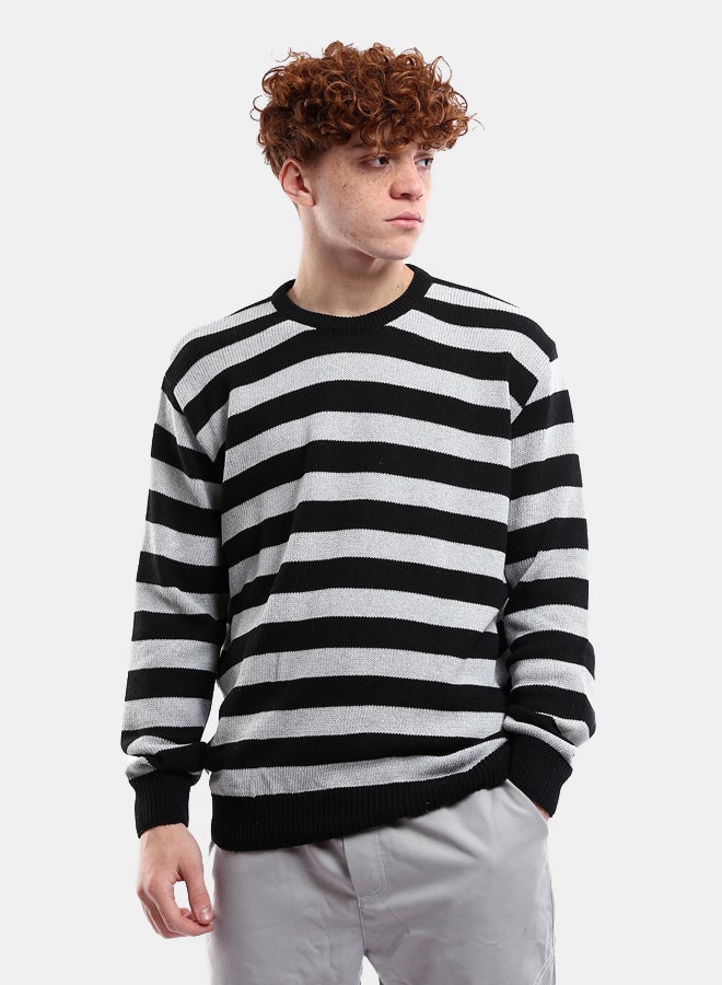 RAVIN Fashionable Light Grey & Black Relaxed Pullover  - Image 1