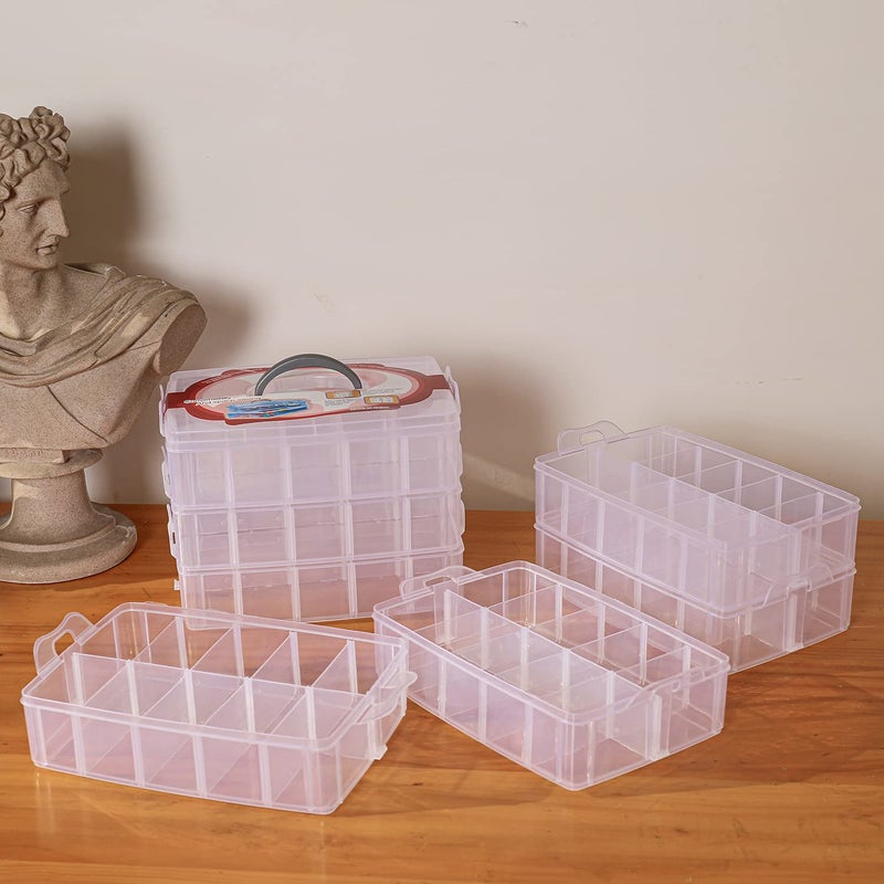 Sooyee 7 Layers Stackable Storage Container, 70 Adjustable Compartments Stackable Storage Container for Kids Toys, Art Crafts, Jewelry, Supplies, Mini Case & Letter Sticker Included,Clear - Image 3
