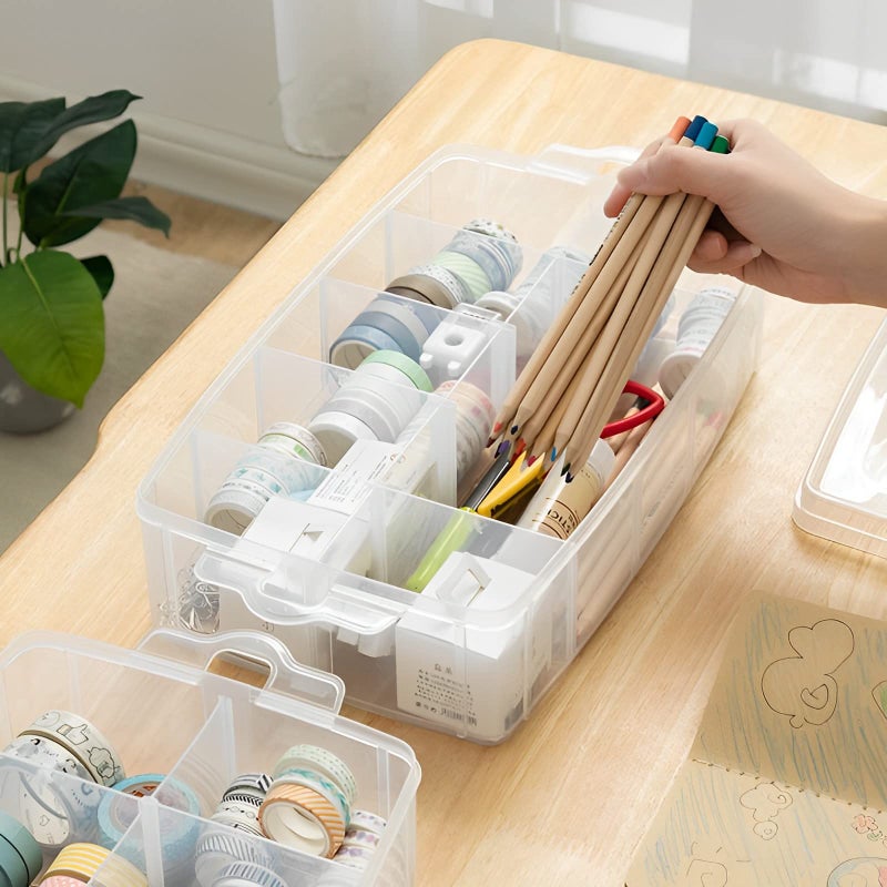 Sooyee 7 Layers Stackable Storage Container, 70 Adjustable Compartments Stackable Storage Container for Kids Toys, Art Crafts, Jewelry, Supplies, Mini Case & Letter Sticker Included,Clear - Image 4