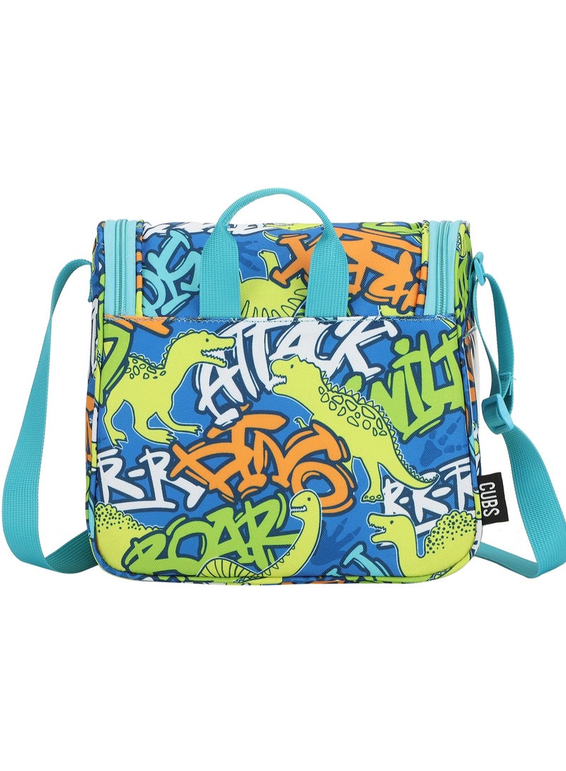 CUBS Dinosaur Print Waterproof lunch bag with adjustable shoulder strap carrying your favorite meals to school, work or while traveling - Image 3