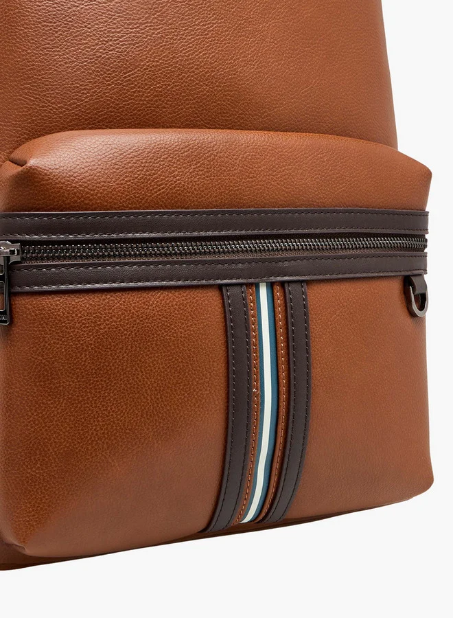 DUCHINI Striped Backpack with Zip Closure - 31x17x43 cm