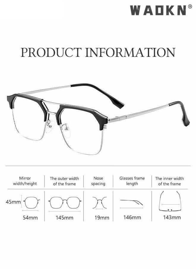 WAOKN Blue Light Blocking Glasses Blue Light Filter Computer Reading Gaming TV Phones Browline Frame Eyeglasses Fashion Anti Eyestrain Headache Eyewear for Women Men Black Silver  - Image 4