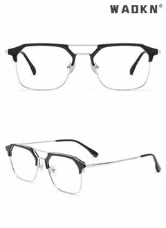 WAOKN Blue Light Blocking Glasses Blue Light Filter Computer Reading Gaming TV Phones Browline Frame Eyeglasses Fashion Anti Eyestrain Headache Eyewear for Women Men Black Silver  - Image 5