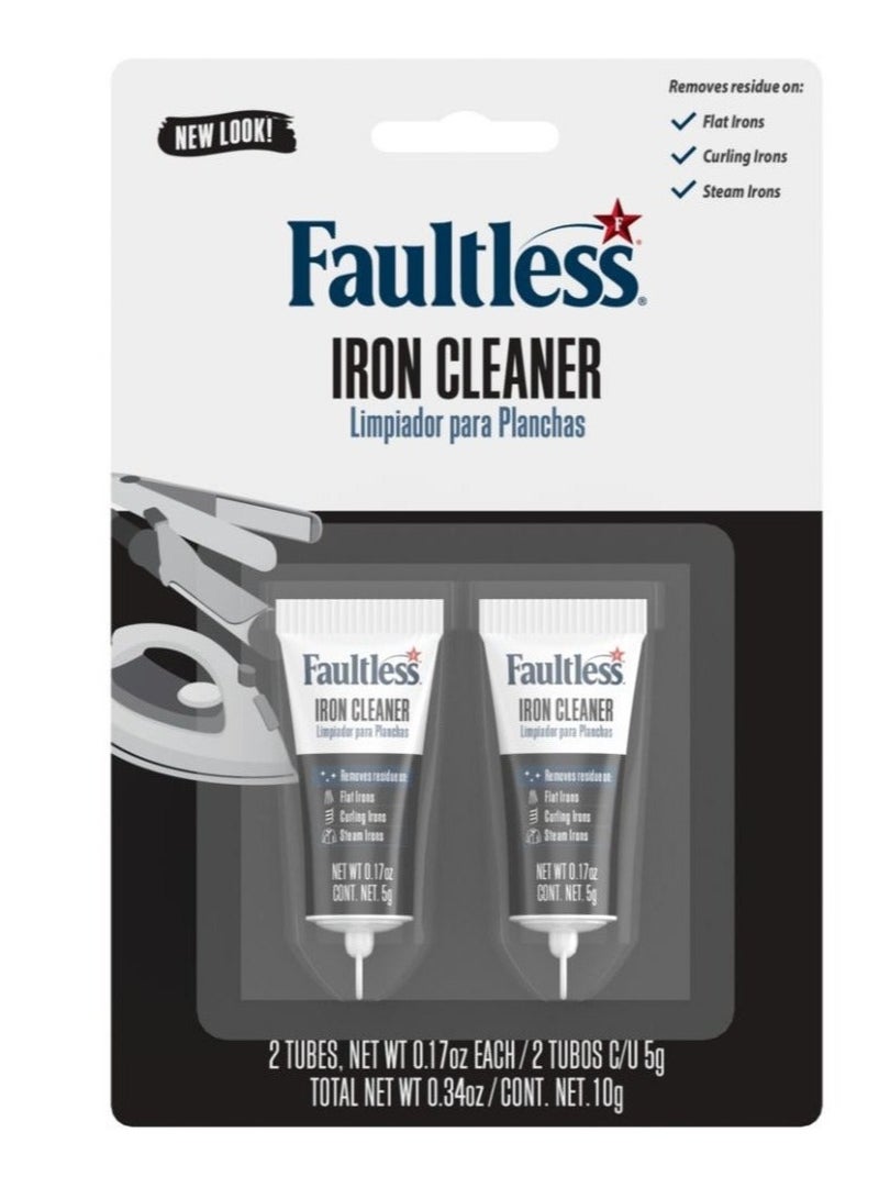 Faultless Iron Cleaner 0.17oz Tube Twin Pack Steam Iron Cleaning Stick, Removes Burnt Residue & Fabric Build-Up, Restores Soleplate Performance, Easy Iron Maintenance Cleaner - Image 1