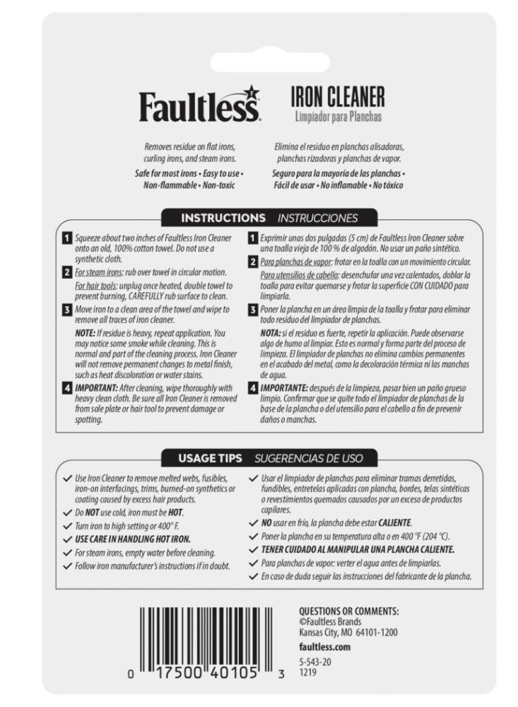 Faultless Iron Cleaner 0.17oz Tube Twin Pack Steam Iron Cleaning Stick, Removes Burnt Residue & Fabric Build-Up, Restores Soleplate Performance, Easy Iron Maintenance Cleaner - Image 2