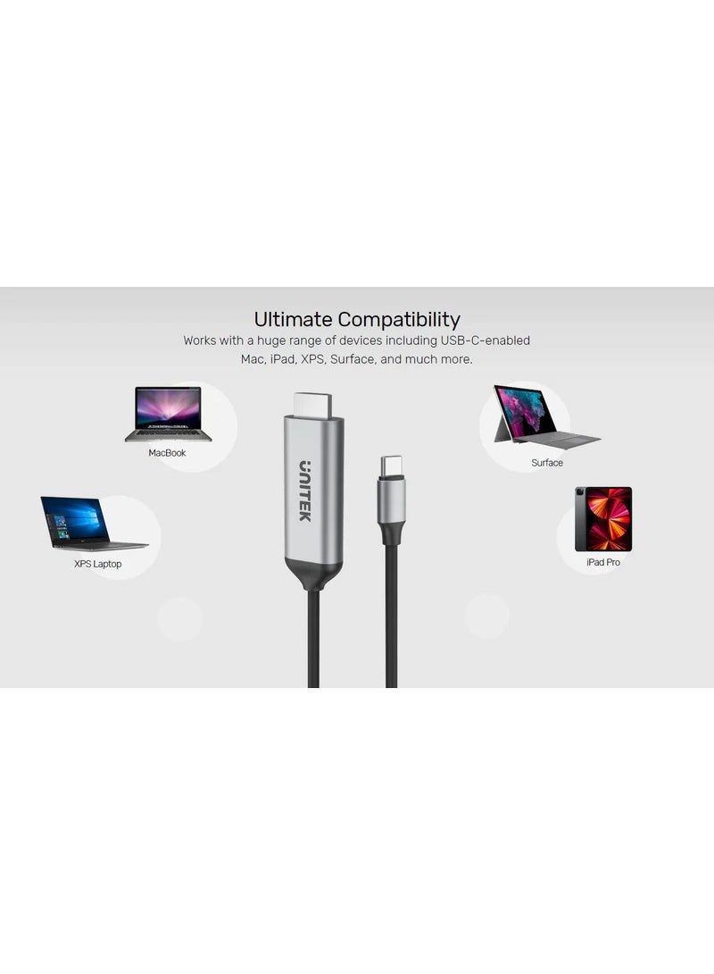 UNITEK USB-C to HDMI2.0 4K Cable, Type-C to HDMI 4K@60Hz Cable, Smartphone And USB-C Devices To HDMI TV, USB- C enabled Mac, iPad, XPS, Surface,Dell XPS 13, Galaxy S22, Gaming or video streaming, Stream with HDCP2.3. 1.8M  - Image 4