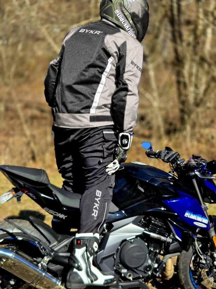 BYKR Mesh Motorcycle Jacket for Men - Breathable Protective Riding Gear with CE Armor - Grey XL - Image 2