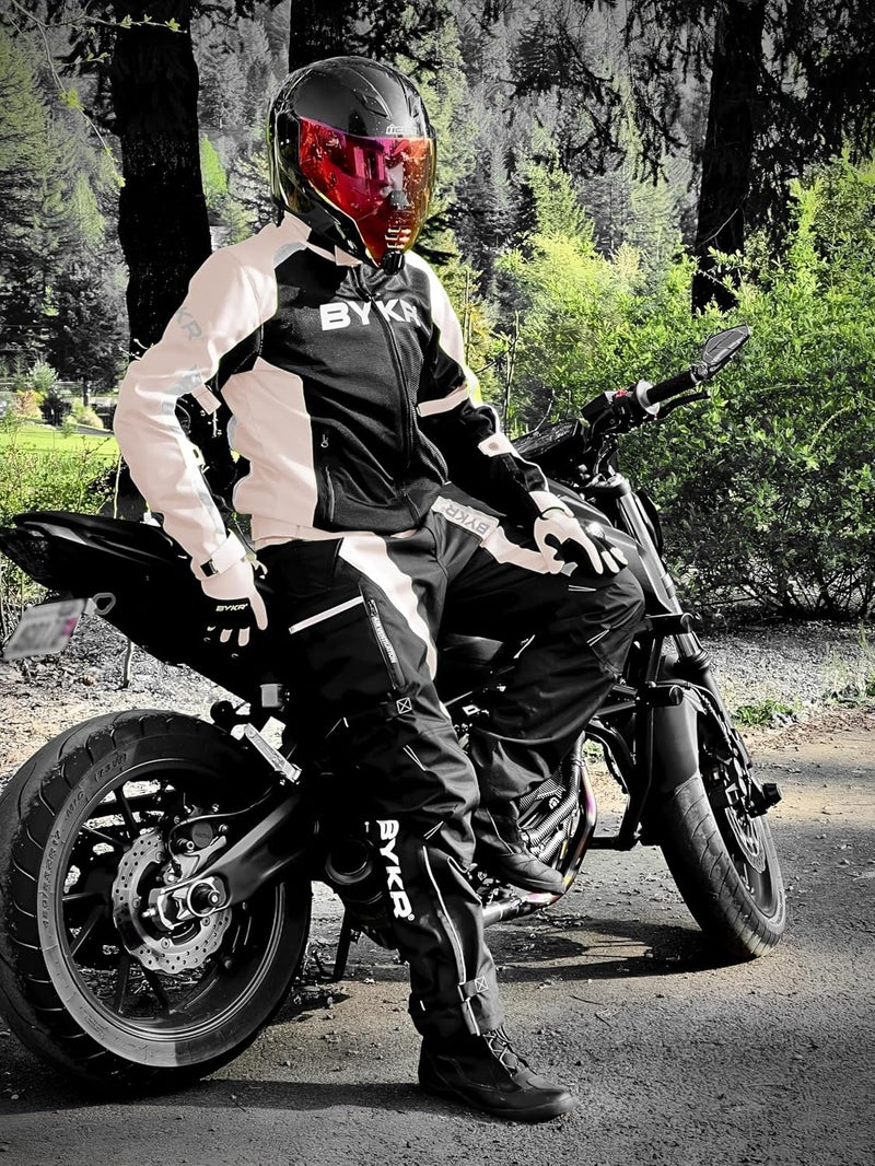 BYKR Mesh Motorcycle Jacket for Men - Breathable Protective Riding Gear with CE Armor - Grey XL - Image 3