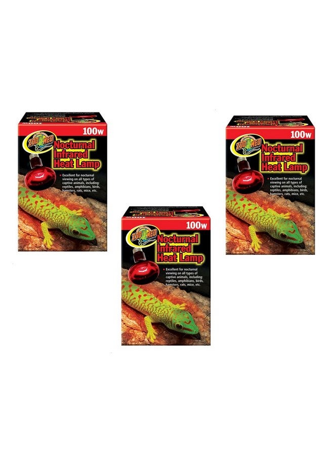 زوو ميد مصباح حراري بالأشعة تحت الحمراء ليلي من Zoo Med بقوة 100 واط - عبوة من 3 قطع - Image 1