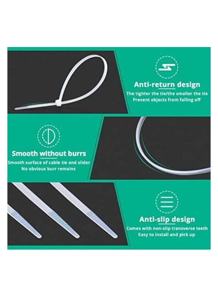 PROMASS Cable Zip Ties,UcaseArt Cable Zip Ties Heavy Duty 10 Inch, Premium Plastic Wire Ties with,Self-Locking White Nylon Tie Wraps for Indoor and Outdoor (White 100pcs) - Image 3
