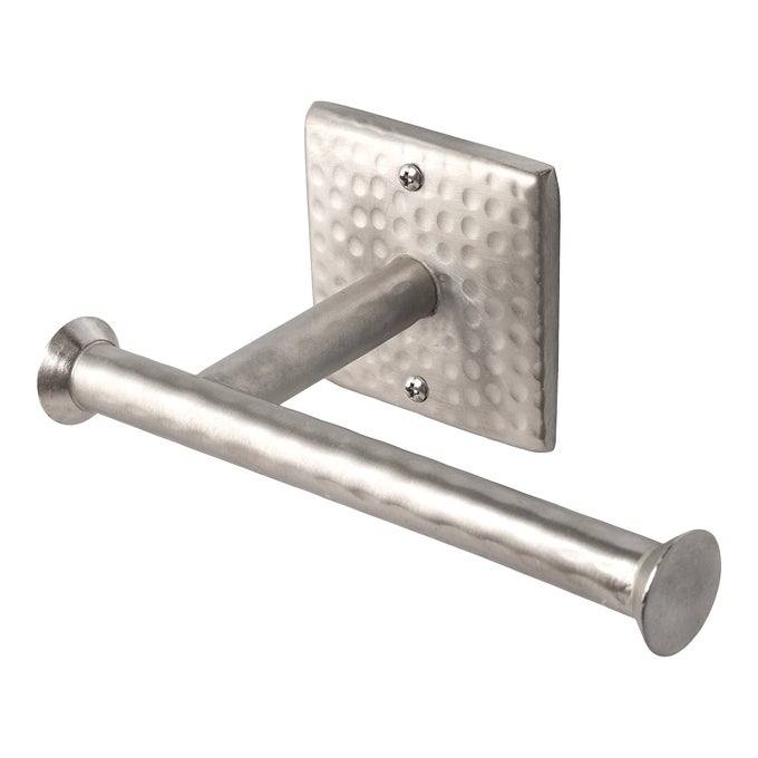 BATHROOM TOILET PAPER HOLDER 7INCH TRADITIONAL HAND HAMMERED METAL WALL MOUNTED BRUSHED NICKEL TOILET PAPER HOLDER WALL MOUNT ORGANIZER DECORATIVE TISSUE HOLDERS FOR BATHROOM