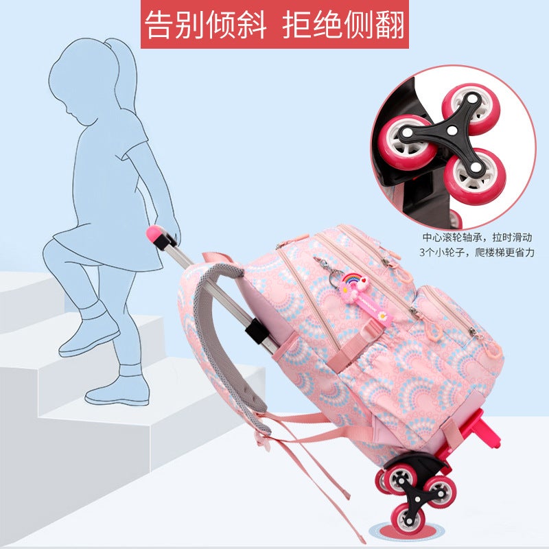 Natural Fish New Primary School Student Tie-Rod Schoolbag Girls Grade 2-5 Large Capacity Detachable Backpack - Image 4