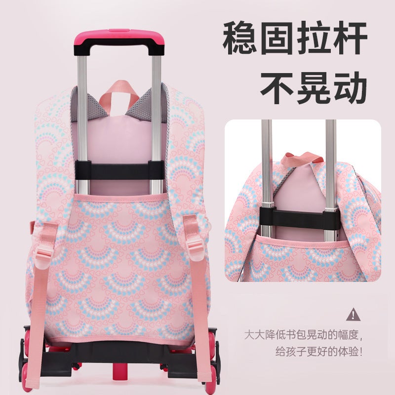 Natural Fish New Primary School Student Tie-Rod Schoolbag Girls Grade 2-5 Large Capacity Detachable Backpack - Image 3