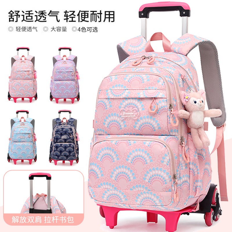 Natural Fish New Primary School Student Tie-Rod Schoolbag Girls Grade 2-5 Large Capacity Detachable Backpack - Image 2