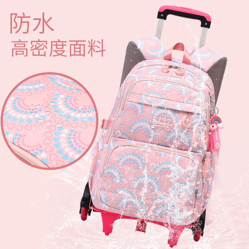 Natural Fish New Primary School Student Tie-Rod Schoolbag Girls Grade 2-5 Large Capacity Detachable Backpack - Image 5
