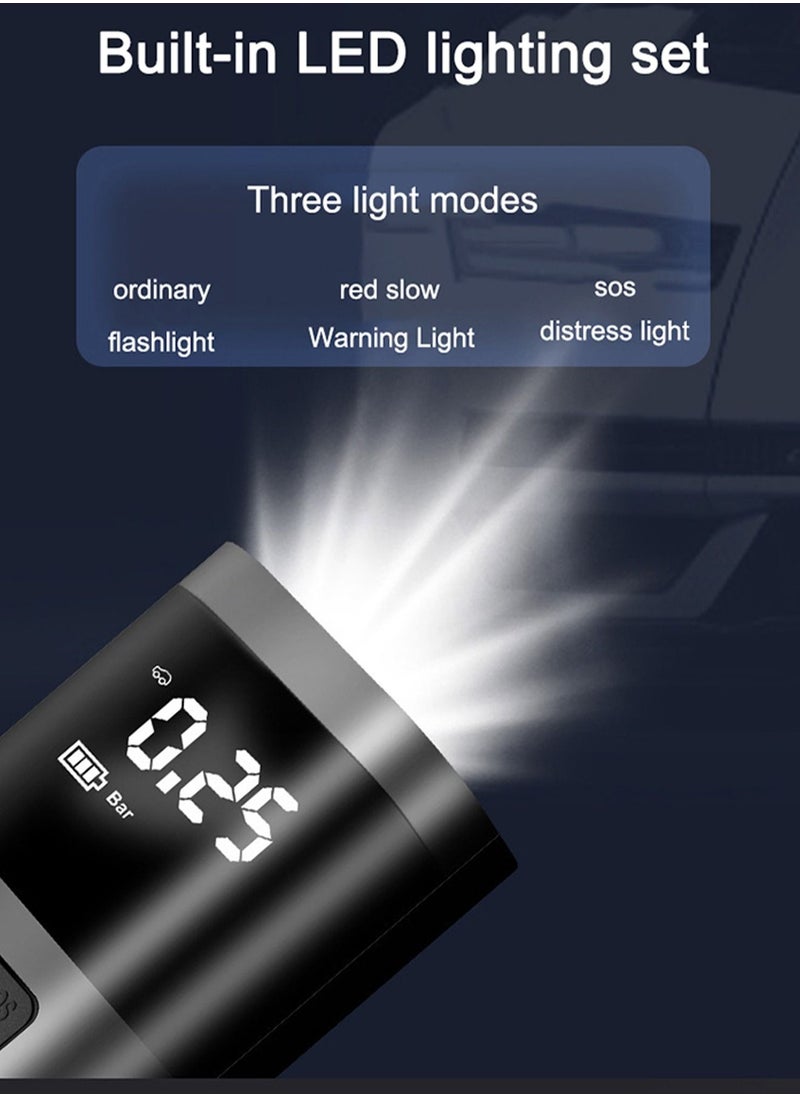 Rechargeable 150 PSI Car Tire Inflator Compressor With LED Light And Power Bank Feature
