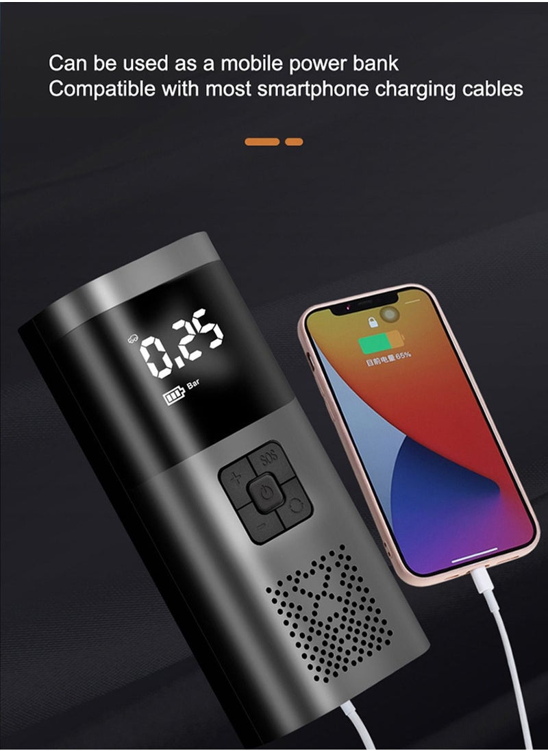 Rechargeable 150 PSI Car Tire Inflator Compressor With LED Light And Power Bank Feature