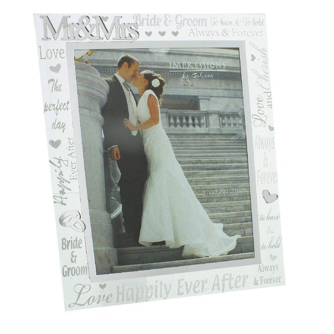 JULIANA WEDDING DAY MR MRS 8 X 10 GLASS MIRROR PHOTO FRAME WG60880