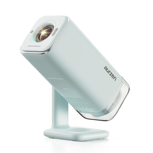 Aurzen BOOM Air Google TV Portable Projector with WiFi and Bluetooth, USB-C Powered, Smart Projector for Outdoor & Home Movie, 4K Supported, Real-Time Focus, Dolby Audio, Adjustable Stand, Off-White - Image 1