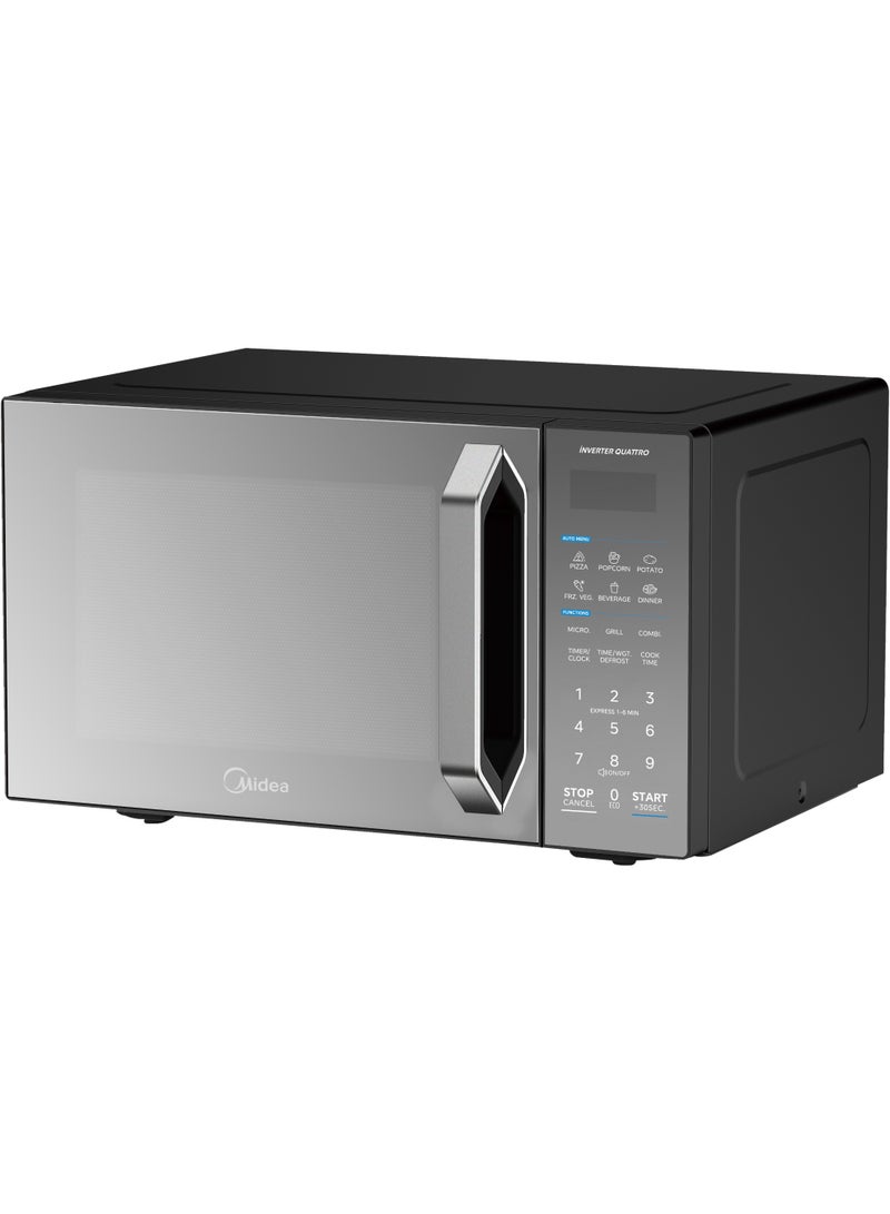 مديا Microwave 25L 900 W 1000W for Grill 11 Power level Inverter Quattro 6 Auto Menus 25 L 1250 W EG9P022MX-B Black Mirror door - Image 1