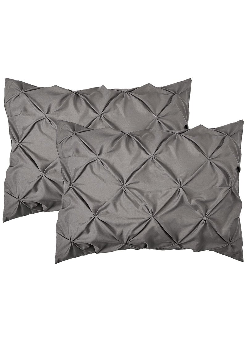 Elegant Comfort Elegant Comfort 2Pack Sham Set Pinch Pleat Design 1500 Premium Hotel Quality Microfiber Stylish DesignEasy Care Wrinkle and Stain Resistant 2Piece Sham Set Pleated King Grey 