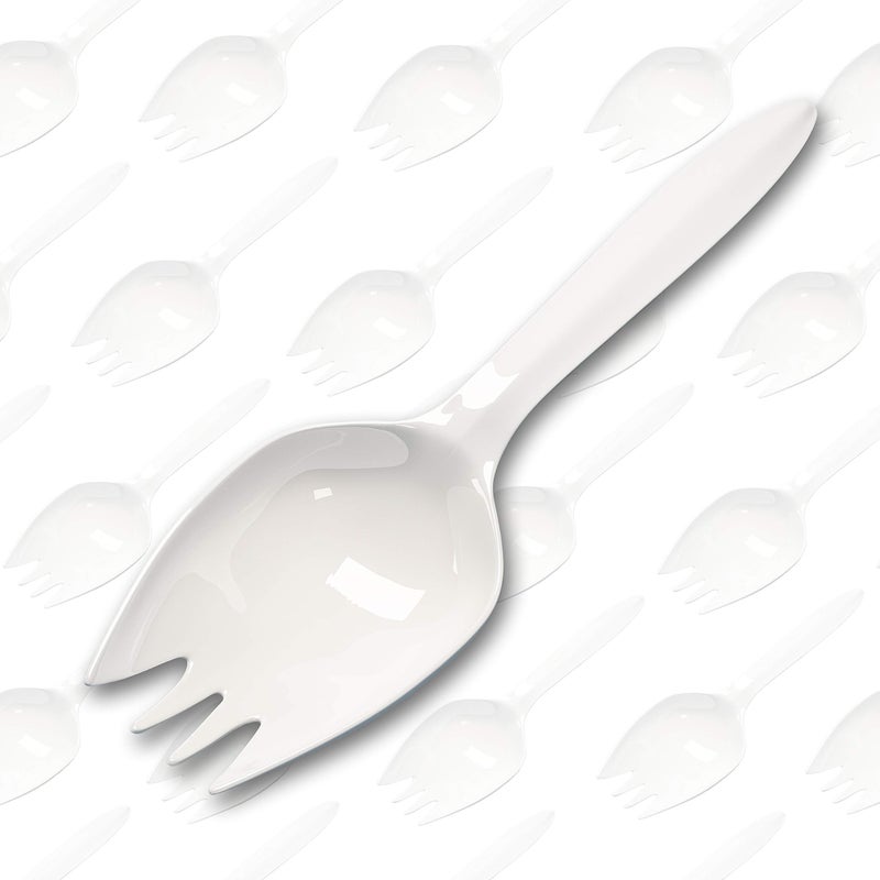 Eucatus Child Sized Recyclable Plastic Sporks for Birthday Party Crafts 48Pc White NonToxic 2in1 Utensil Set Makes Creative Toy Cupcake Toppers Favors Fork Crafting With Kids Made Easy and Fun - Image 3