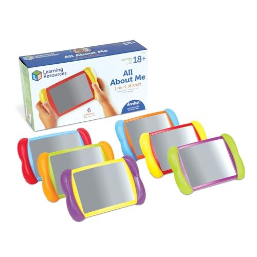 Learning Resources All About Me 2in1 Mirrors Set of 6 Feelings Mirror for Kids Social Emotional Toys Toddler Emotional Regulation Tools Classroom Mirrors for Kids Calm Down Corner Supplies - Image 1