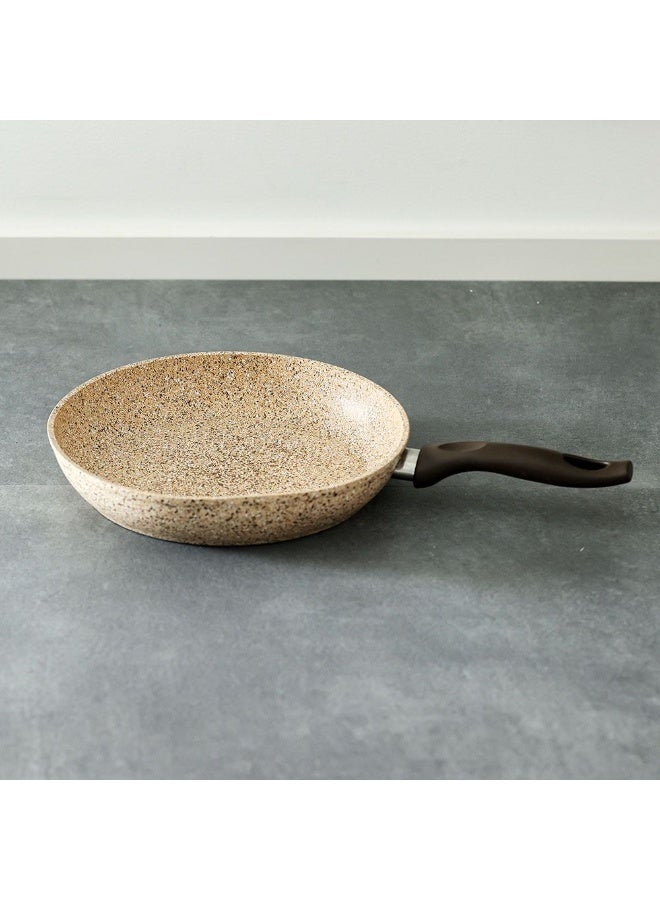 Falez Creamy Frying Pan 24cm – Nonstick Granite Fry Pan with Ergonomic Handle – Induction Safe Everyday Cooking Pan - Image 2